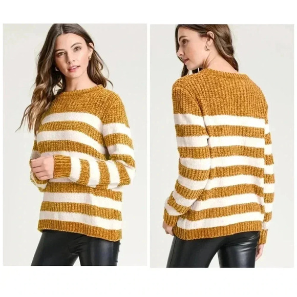 🆕Pink Rose Super Soft Striped Sweater L🆕 - Picture 1 of 10